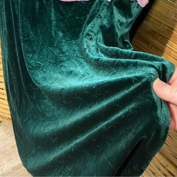 Tunnel vision Lashline Green Velvet Dress with Pink Accents witchy whimsigoth XL - Picture 9 of 13